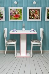 Leylak - Hediyelik - Çok Amaçlı Masa - Beyaz Gövde Beyaz-  Pvc Bant Pembe