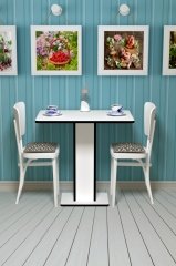 Leylak - Hediyelik - Çok Amaçlı Masa - Beyaz Gövde Beyaz-  Pvc Bant Siyah