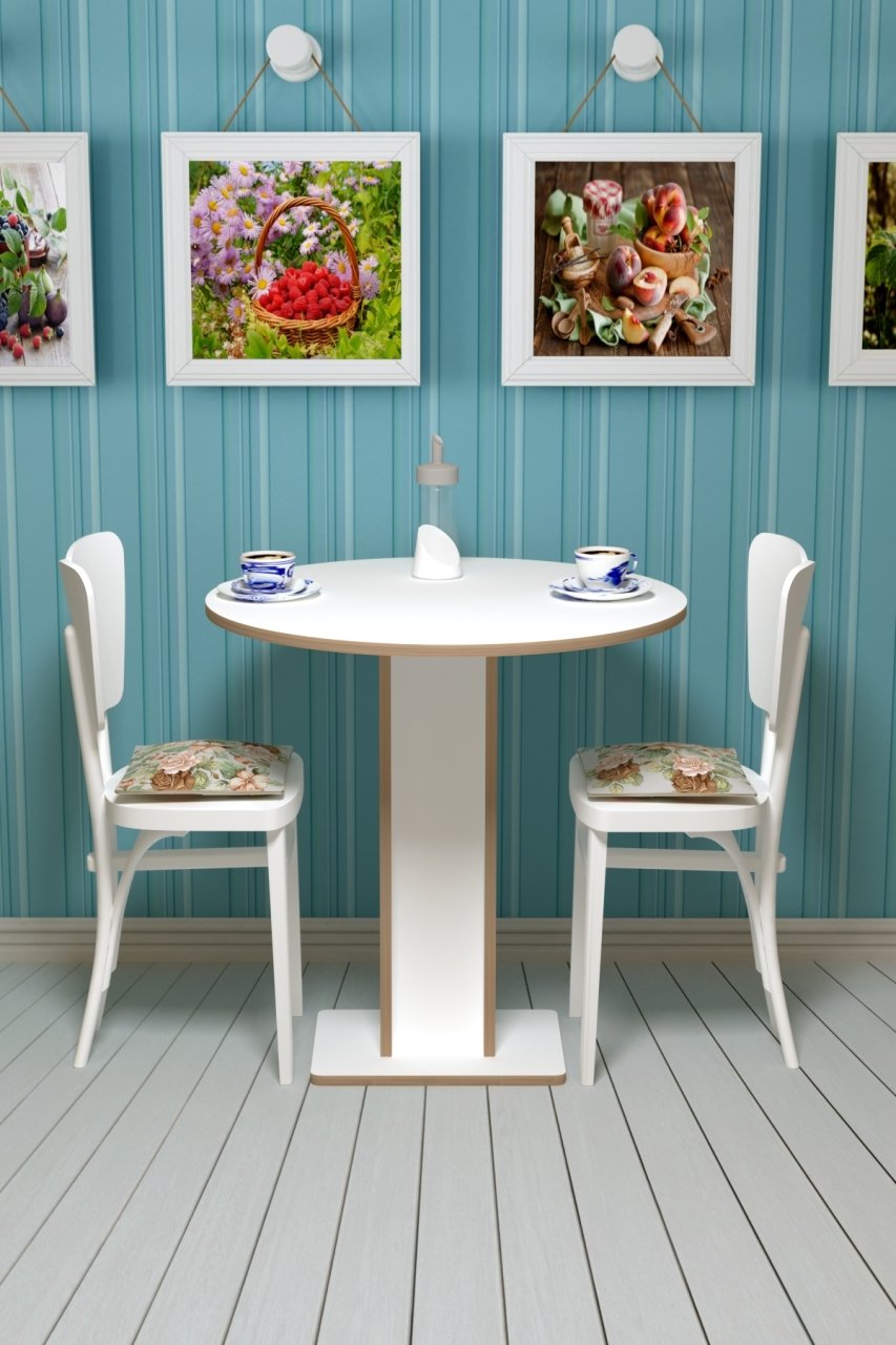 Sümbül - Hediyelik - Çok Amaçlı Masa - Beyaz Gövde Beyaz-  Pvc Bant Cordoba