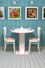 Sümbül - Hediyelik - Çok Amaçlı Masa - Beyaz Gövde Beyaz-  Pvc Bant Pembe