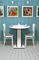 Sümbül - Hediyelik - Çok Amaçlı Masa - Beyaz Gövde Beyaz-  Pvc Bant Siyah