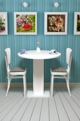 Sümbül - Hediyelik - Çok Amaçlı Masa - Beyaz Gövde Beyaz- Pvc Bant Beyaz