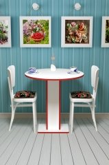 Sümbül - Hediyelik - Çok Amaçlı Masa - Beyaz Gövde Beyaz- Pvc Bant Kırmızı