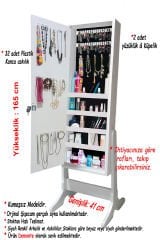 First Mobilya Number One - Kilitli - Çok Amaçlı - Ayaklı - Aynalı Hediyelik Çok Amaçlı Takı Dolabı - Beyaz