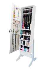 First-Mobilya-Number one- Kalpli - Kilitli-Demonte-Ayaklı-Aynalı-Takı-Dolabı-Hediyelik-Çok-Amaçlı-Takı-Dolabı-Beyaz-101.YLDZ.92