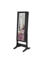 First Mobilya - Number One - Siyah - Demonte - Çok Amaçlı - Ayaklı - Aynalı Hediyelik Çok Amaçlı Takı Dolabı - Siyah 111.01.08.092