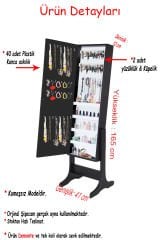 First Mobilya - Number One - Siyah - Demonte - Çok Amaçlı - Ayaklı - Aynalı Hediyelik Çok Amaçlı Takı Dolabı - Siyah 111.01.08.092