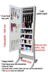 First Mobilya - Number One - Çok Amaçlı - Ayaklı - Aynalı Hediyelik Çok Amaçlı Takı Dolabı - Beyaz