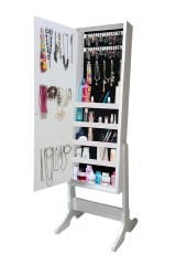 First Mobilya - Number One - Çok Amaçlı - Ayaklı - Aynalı Hediyelik Çok Amaçlı Takı Dolabı - Beyaz