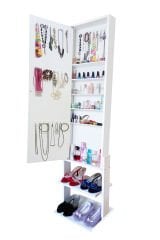 First Mobilya Yıldız Demonte Raf Ayaklı Aynalı Takı Dolabı Beyaz