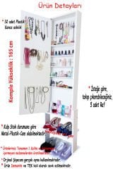 First Mobilya Yıldız Demonte Raf Ayaklı Aynalı Takı Dolabı Beyaz