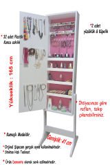 First Mobilya Number One -YK- Demonte Ayaklı Aynalı Takı Dolabı Hediyelik Çok Amaçlı G-Beyaz K-Pembe