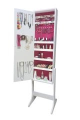 First Mobilya Number One -YK- Demonte Ayaklı Aynalı Takı Dolabı Hediyelik Çok Amaçlı G-Beyaz K-Fuşya