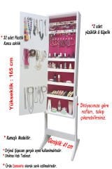 First Mobilya Number One -YK- Demonte Ayaklı Aynalı Takı Dolabı Hediyelik Çok Amaçlı G-Beyaz K-Fuşya