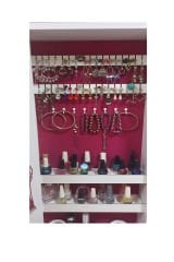 First Mobilya Number One -YK- Demonte Ayaklı Aynalı Takı Dolabı Hediyelik Çok Amaçlı G-Beyaz K-Fuşya