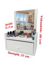 Gelincik Aynalı masa üstü çok amaçlı hediyelik makyaj malzeme düzenleyici Beyaz