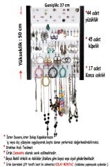 Takı Dolabı - Anemon - Duvar tipi Takı Organizatörü - Beyaz/Siyah
