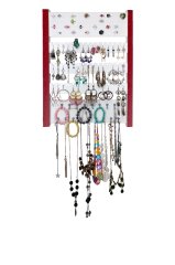 Takı Dolabı - Anemon - Duvar tipi Takı Organizatörü - Beyaz/Kırmızı