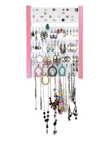 Takı Dolabı - Anemon - Duvar tipi Takı Organizatörü - Beyaz/Pembe