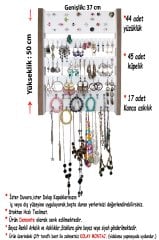Takı Dolabı - Anemon - Duvar tipi Takı Organizatörü - Beyaz/Cordoba